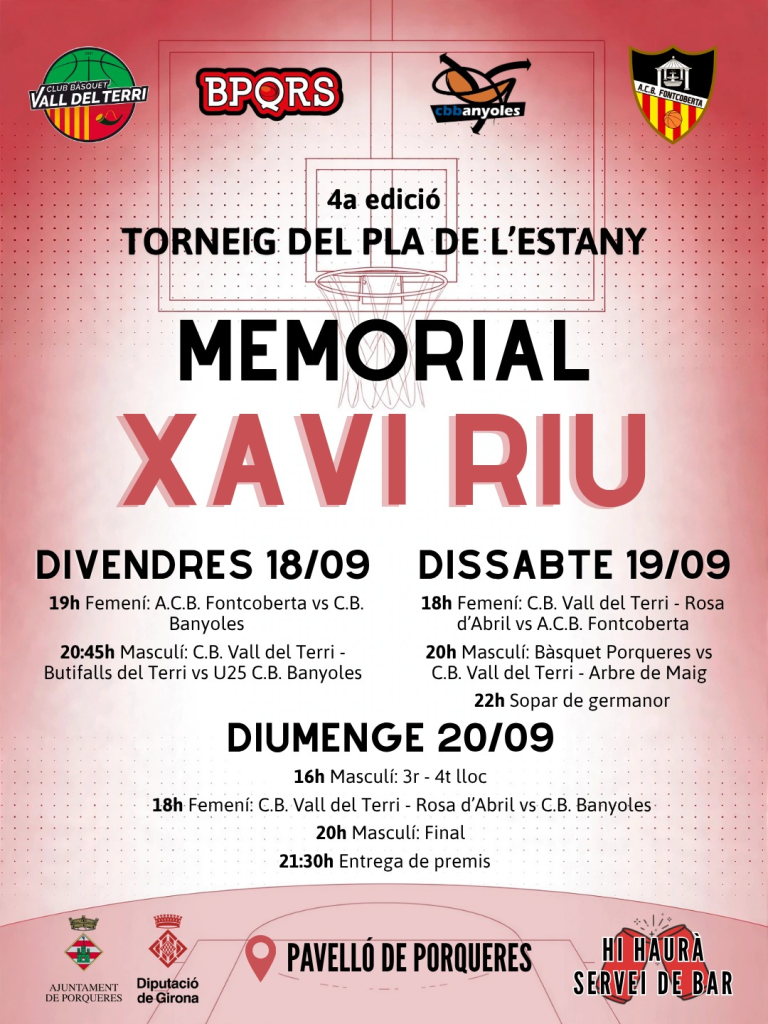 Torneig del Pla de l'Estany a Porqueres del 18 al 20 de setembre de 2026 Memorial Xavi Riu